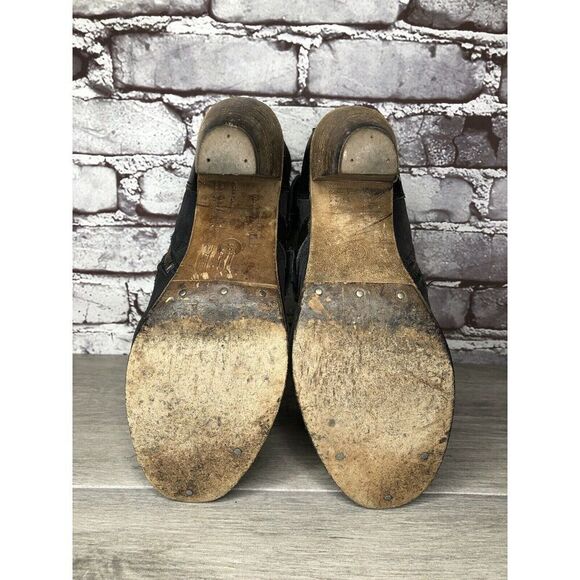 AllSaints Spitalfields Jacks Place Black Leather Zip Heel Strap Boots Women 38EU - Picture 8 of 16